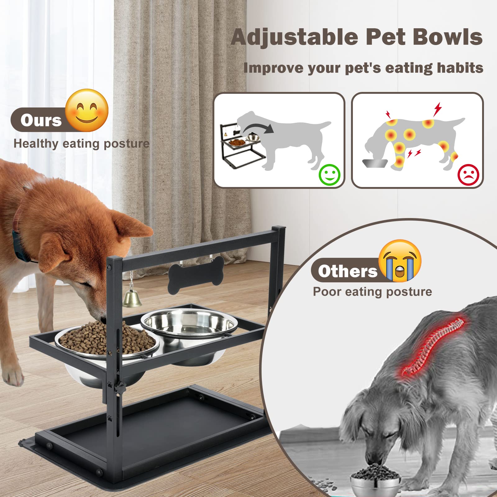 Durable iron stand prevents tipping during meals