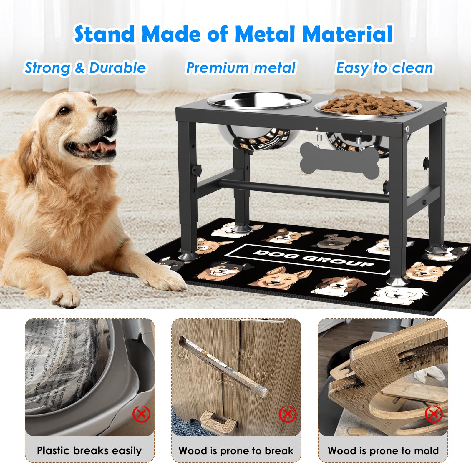 SHAINFUN sturdy rust-free stand stays stable during meals