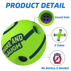 SHAKE AND LAUGH ball interior whistle tubes deliver funny sounds during play