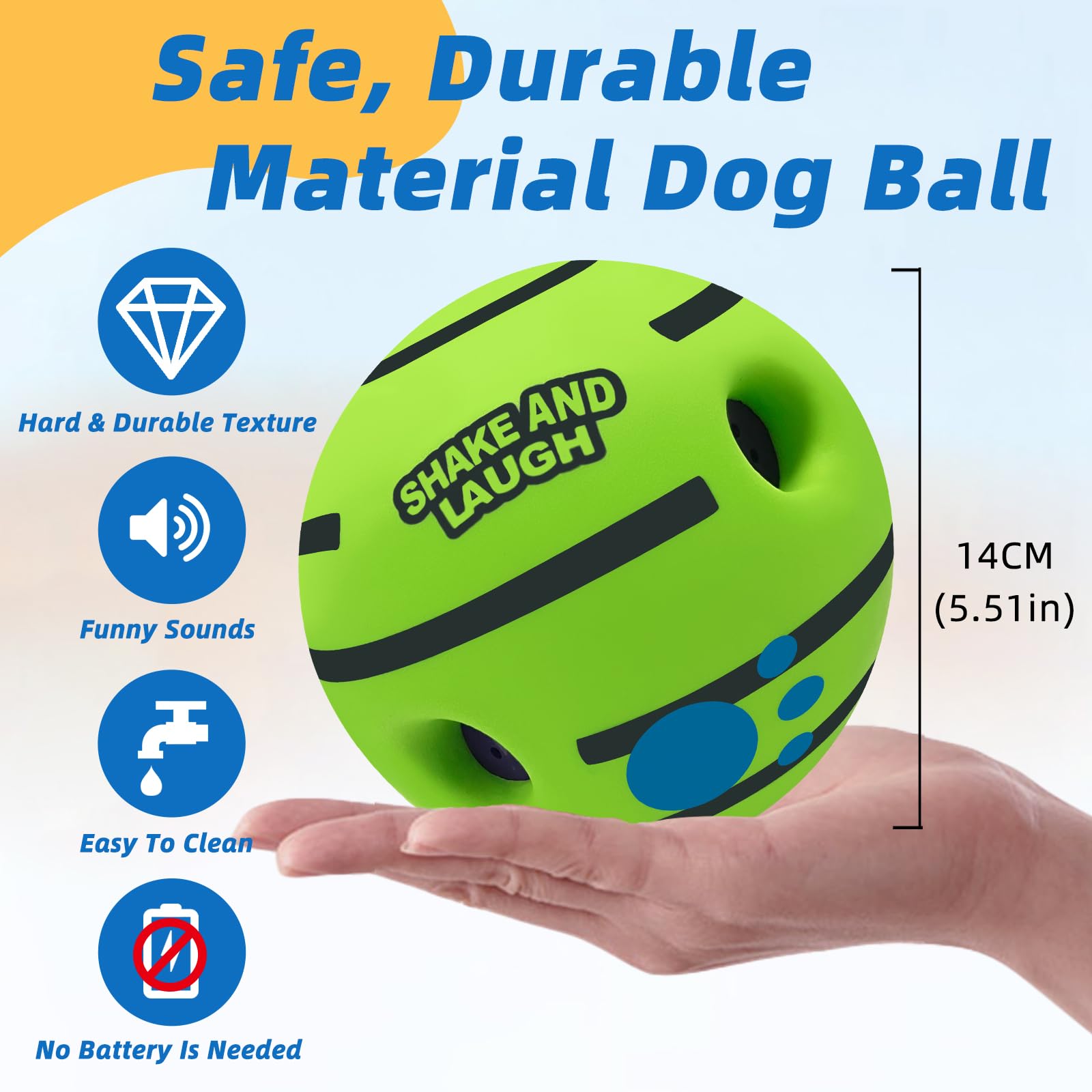 SHAKE AND LAUGH ball non-toxic PVC keeps play safe and durable