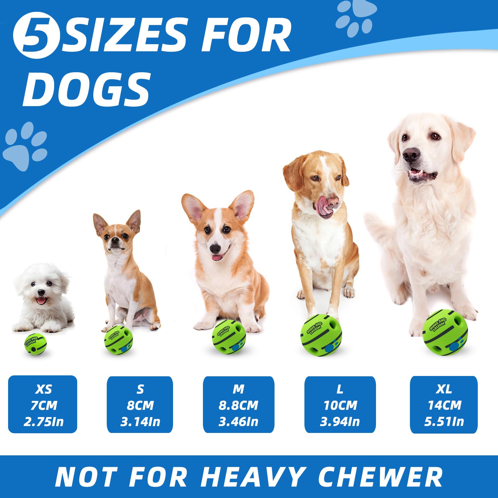 SHAKE AND LAUGH size L 10 cm ball suitable for medium to large dogs.