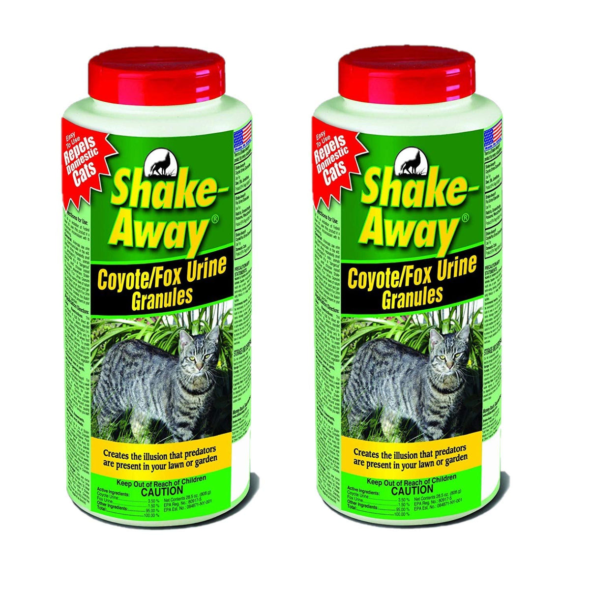 Shake-Away coyote/fox urine granules 2-pack deters cats in outdoor spaces