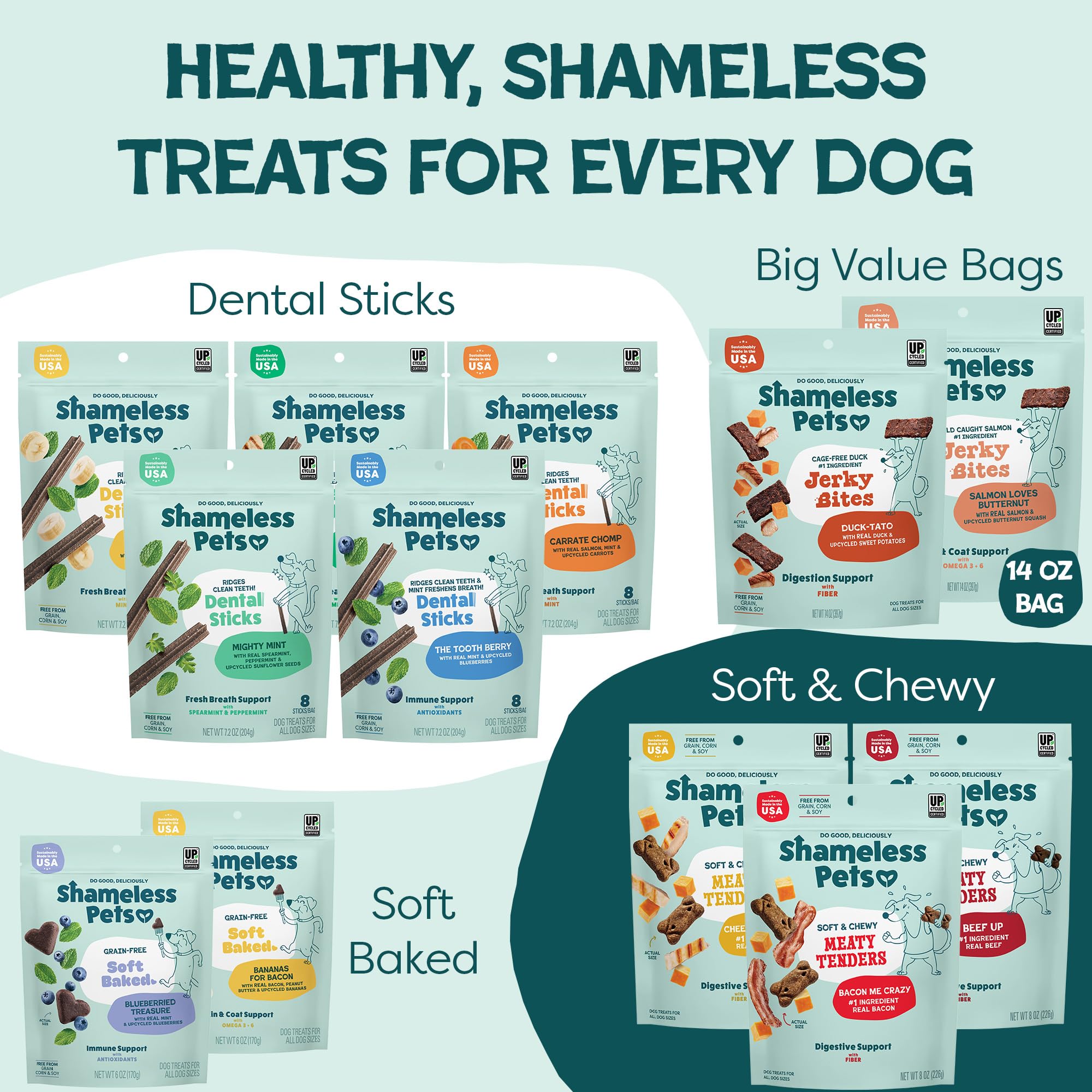 Shameless Pets Jerky Bites 14 oz package ready for sharing and rewards.