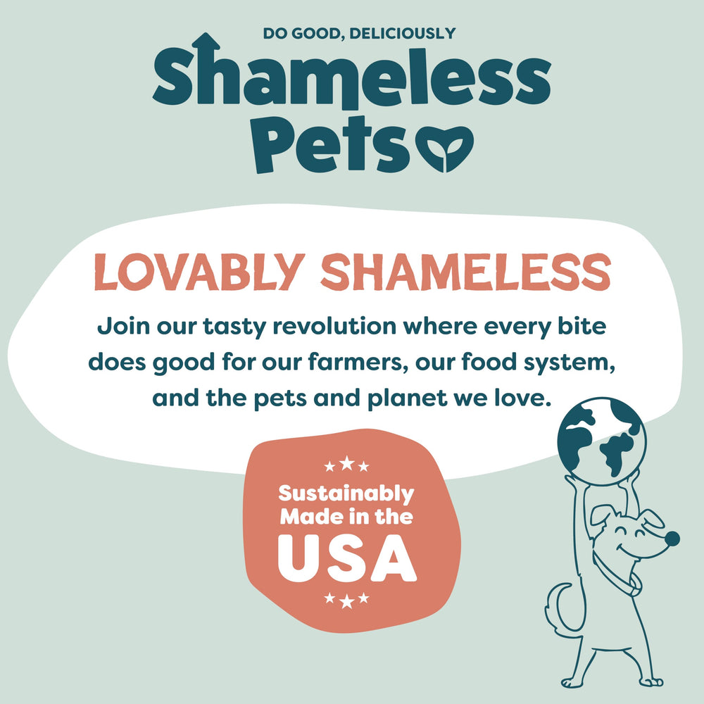 Shameless Pets Jerky Bites made in USA by nutritionists.
