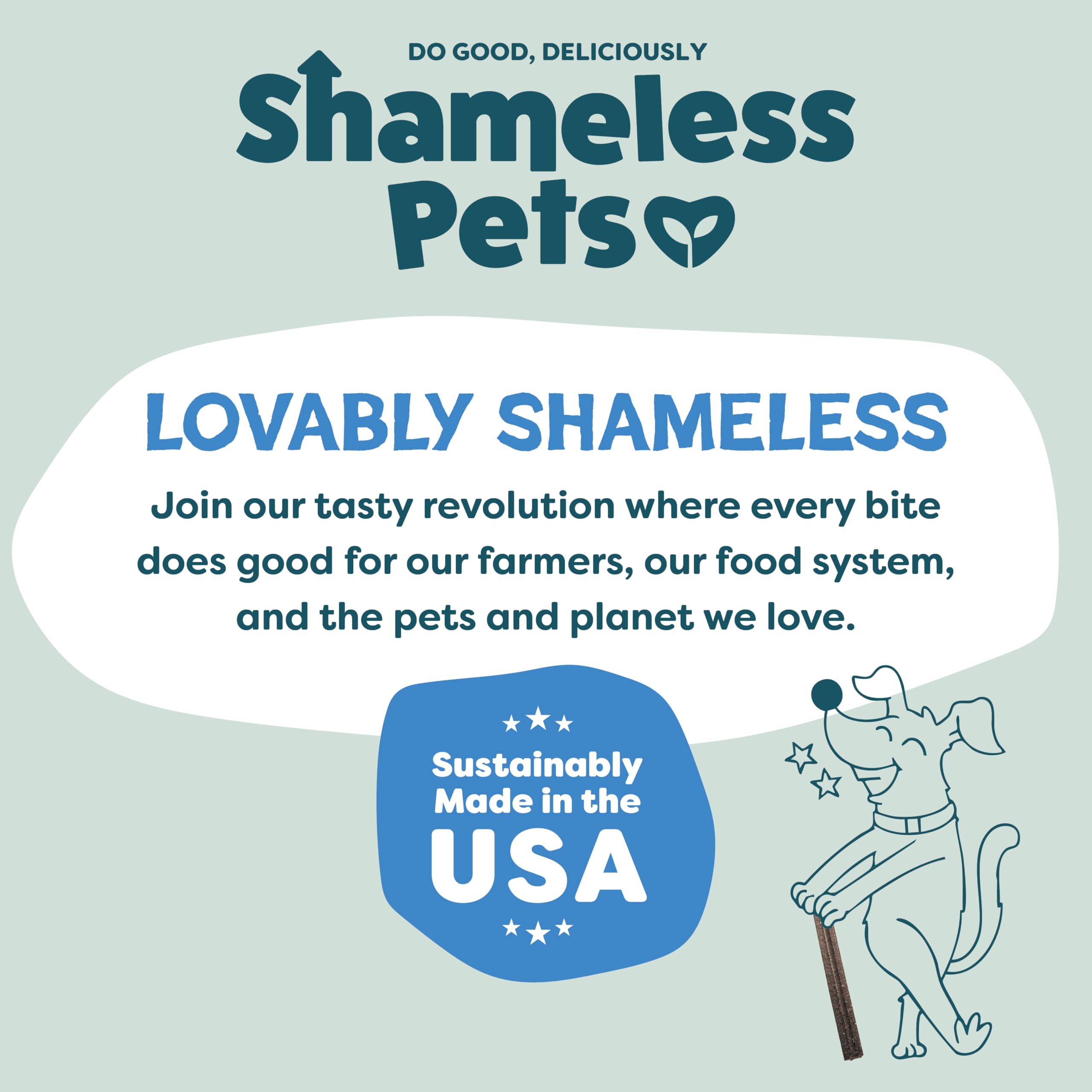 Shameless Pets made in USA dental treats with sustainable practices.