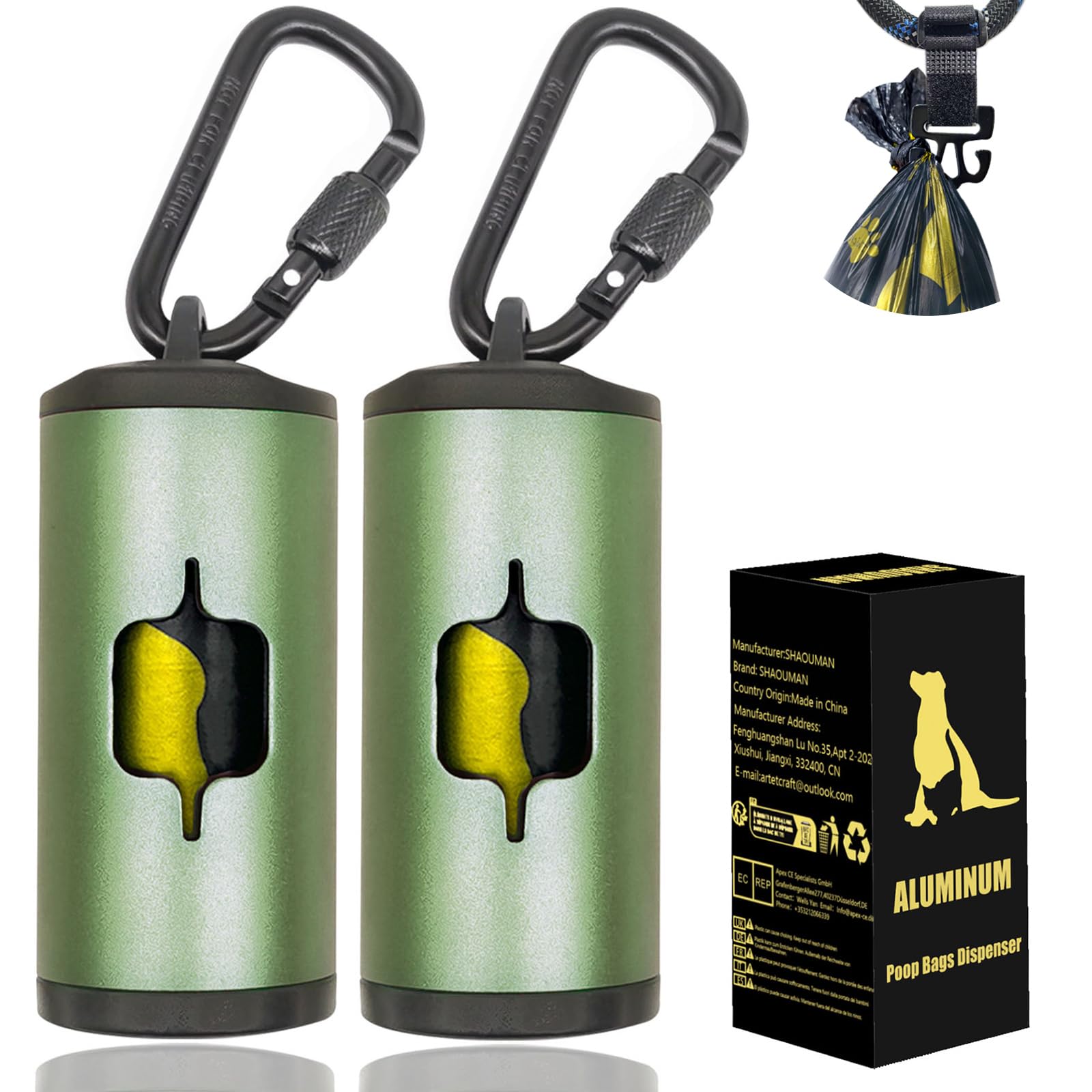 SHAOUMAN metal dog poop bag holder 2-pack for durable outdoor use