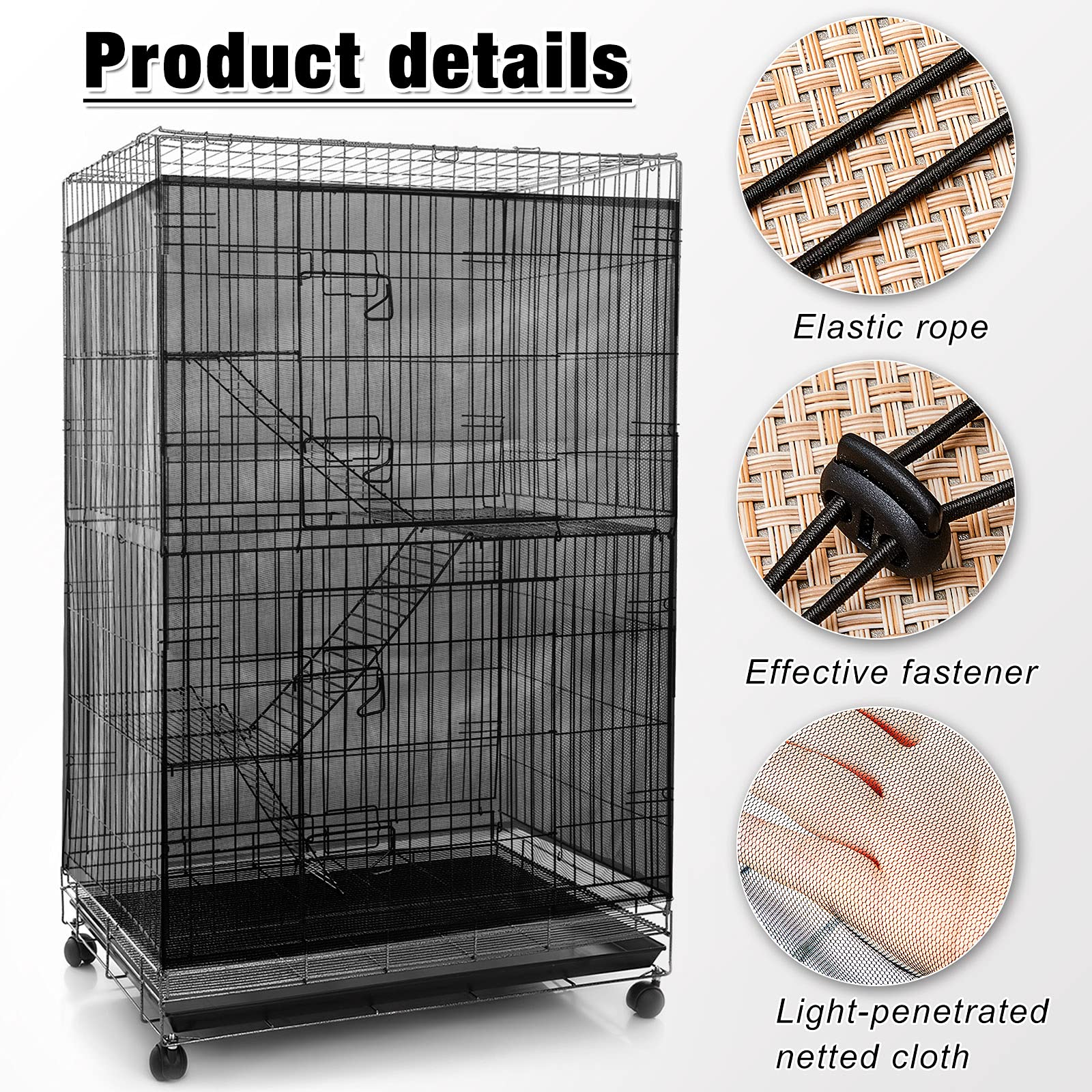 Elastic ropes at top and bottom of Shappy cover for secure fit