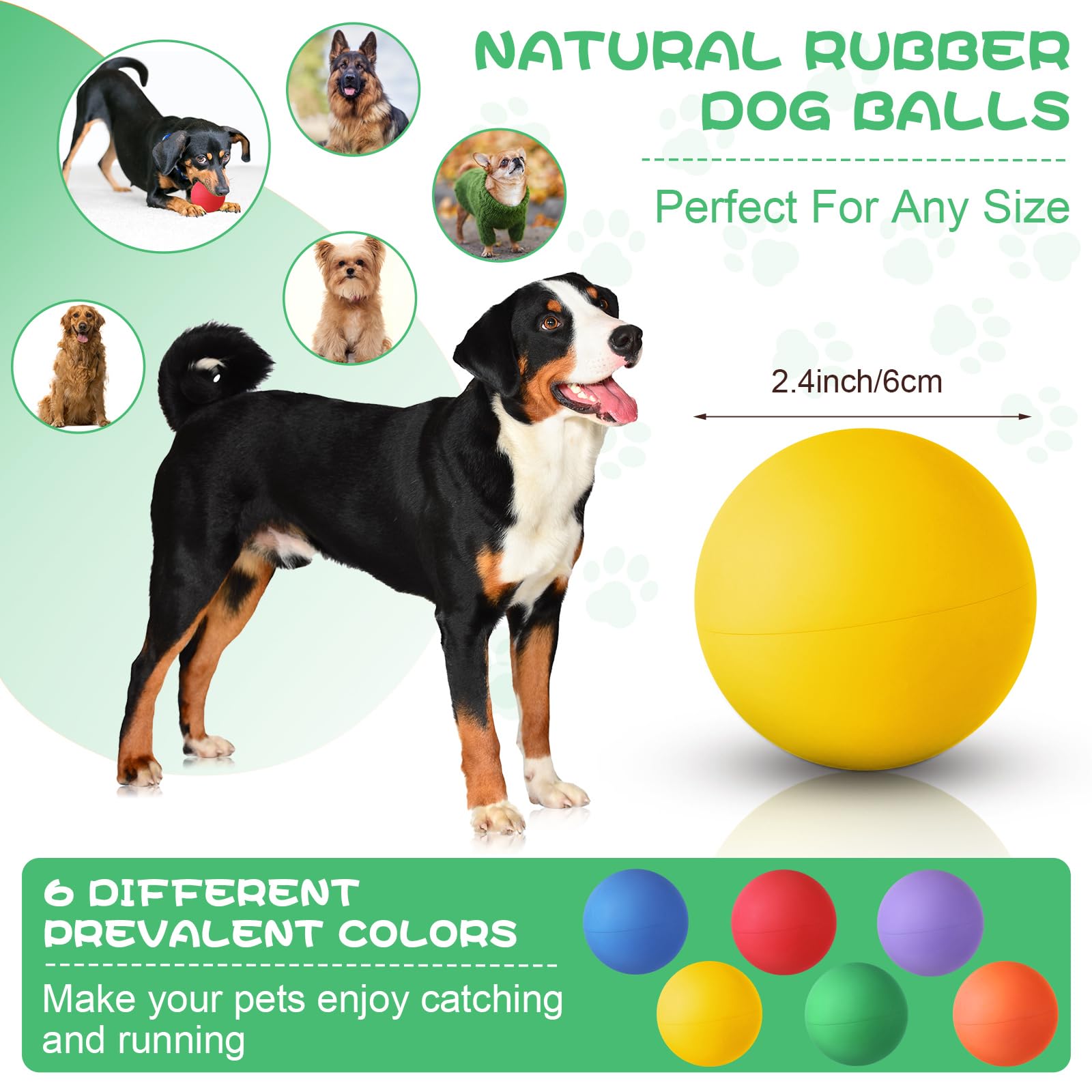 Shappy 2.4-inch dog ball close-up showing durable rubber texture