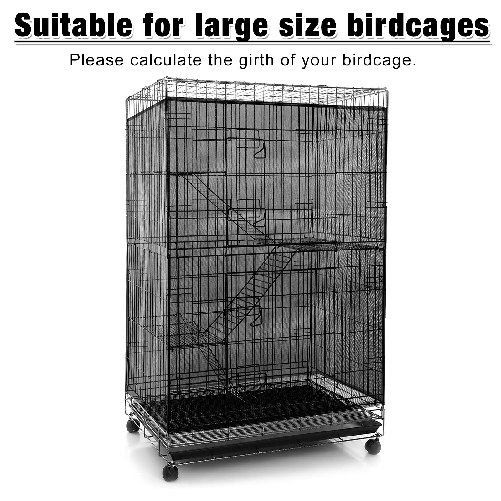 Simple installation of Shappy net cover over a parrot cage