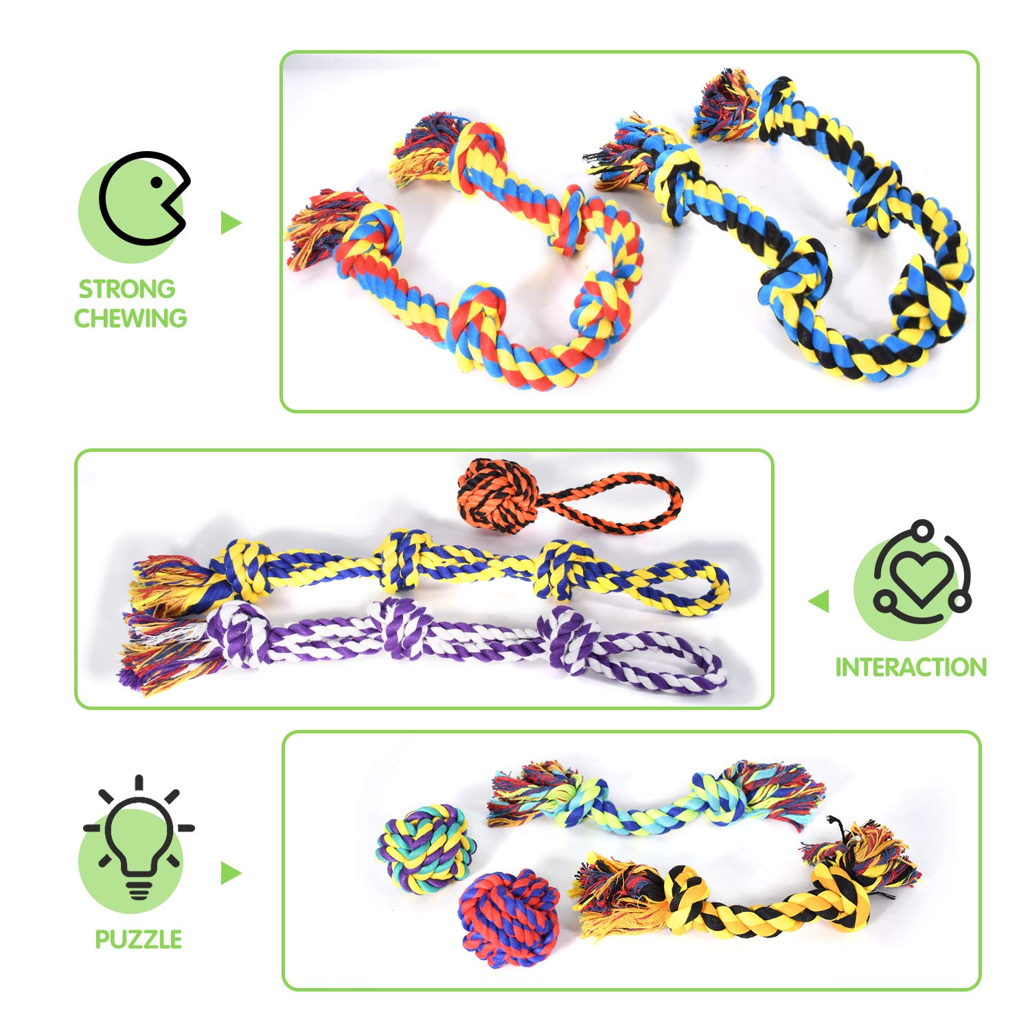 SHARLOVY cotton rope puppy toy supports teething relief and dental care