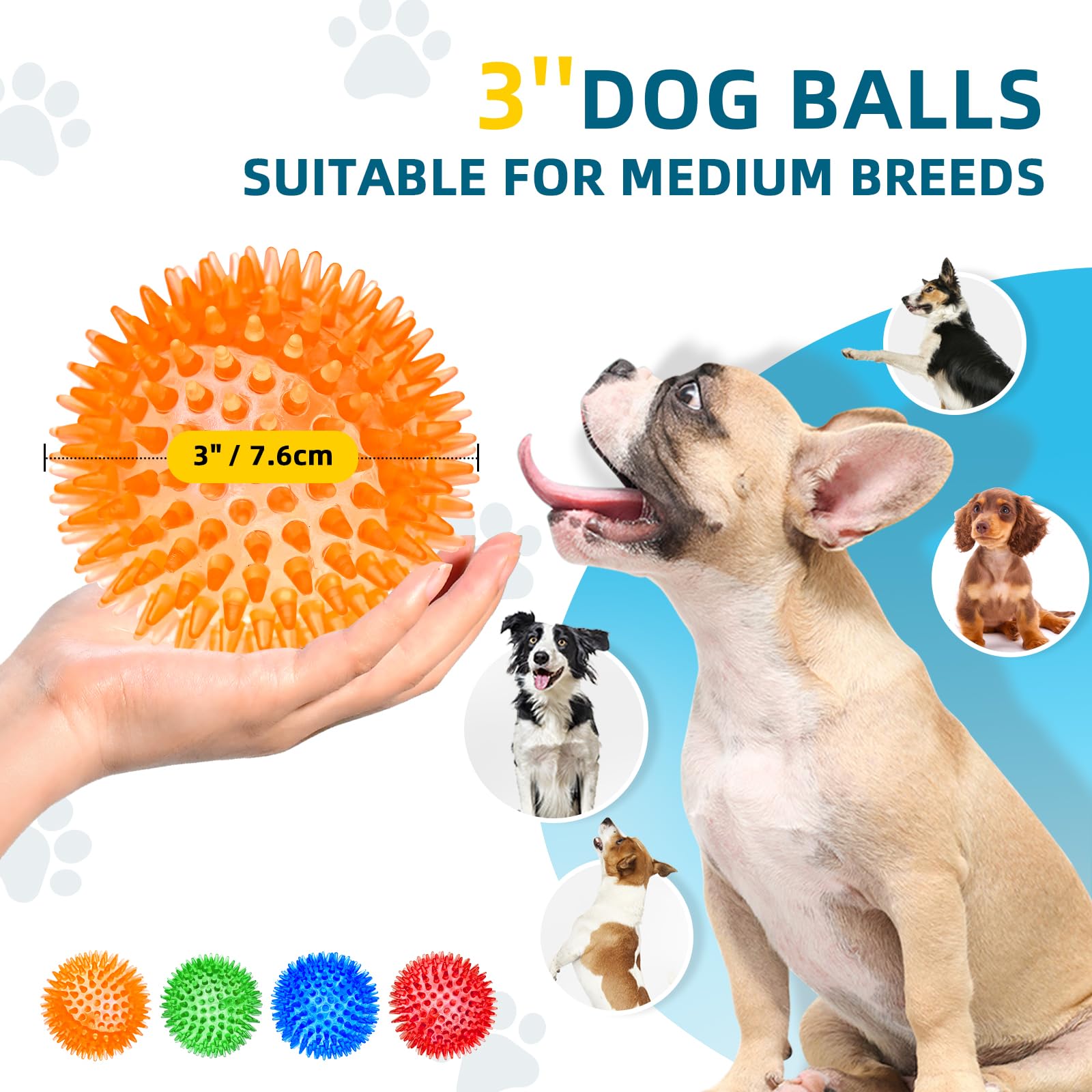 Sharlovy green 3-inch squeaky spiky ball, indoor play companion