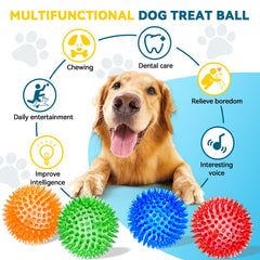 Sharlovy orange 3-inch spiky ball for puppies, textured chew surface