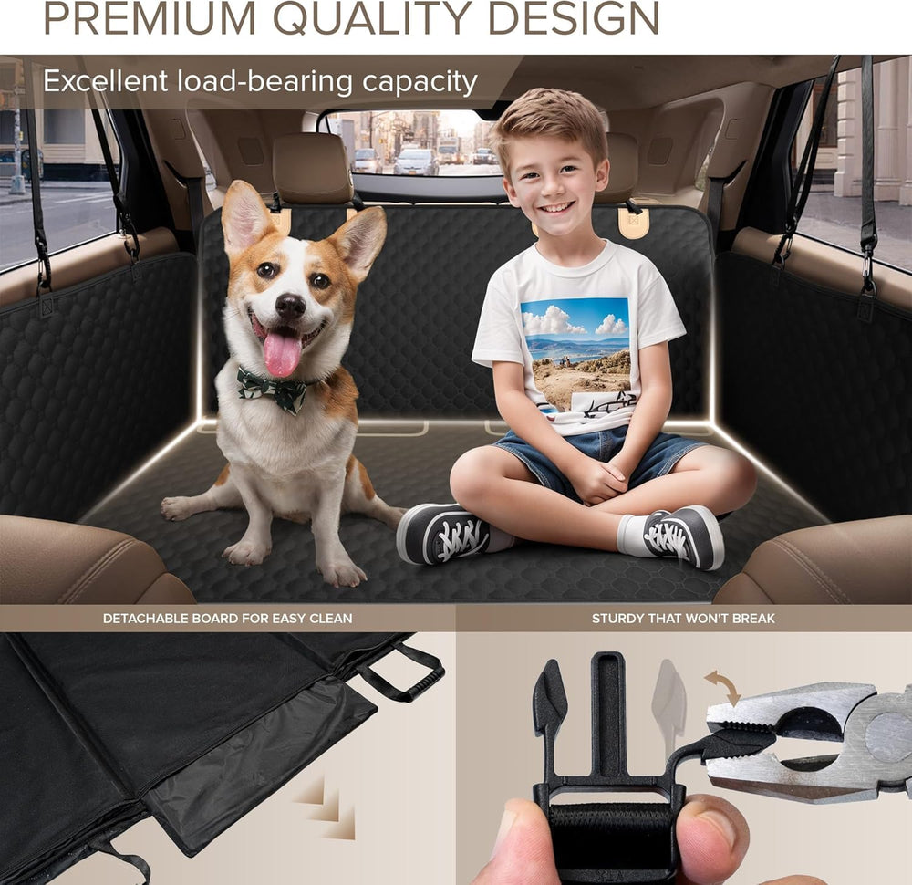 SHARLOVY back seat protector 63x52 inches fits most vehicles and shields seating.