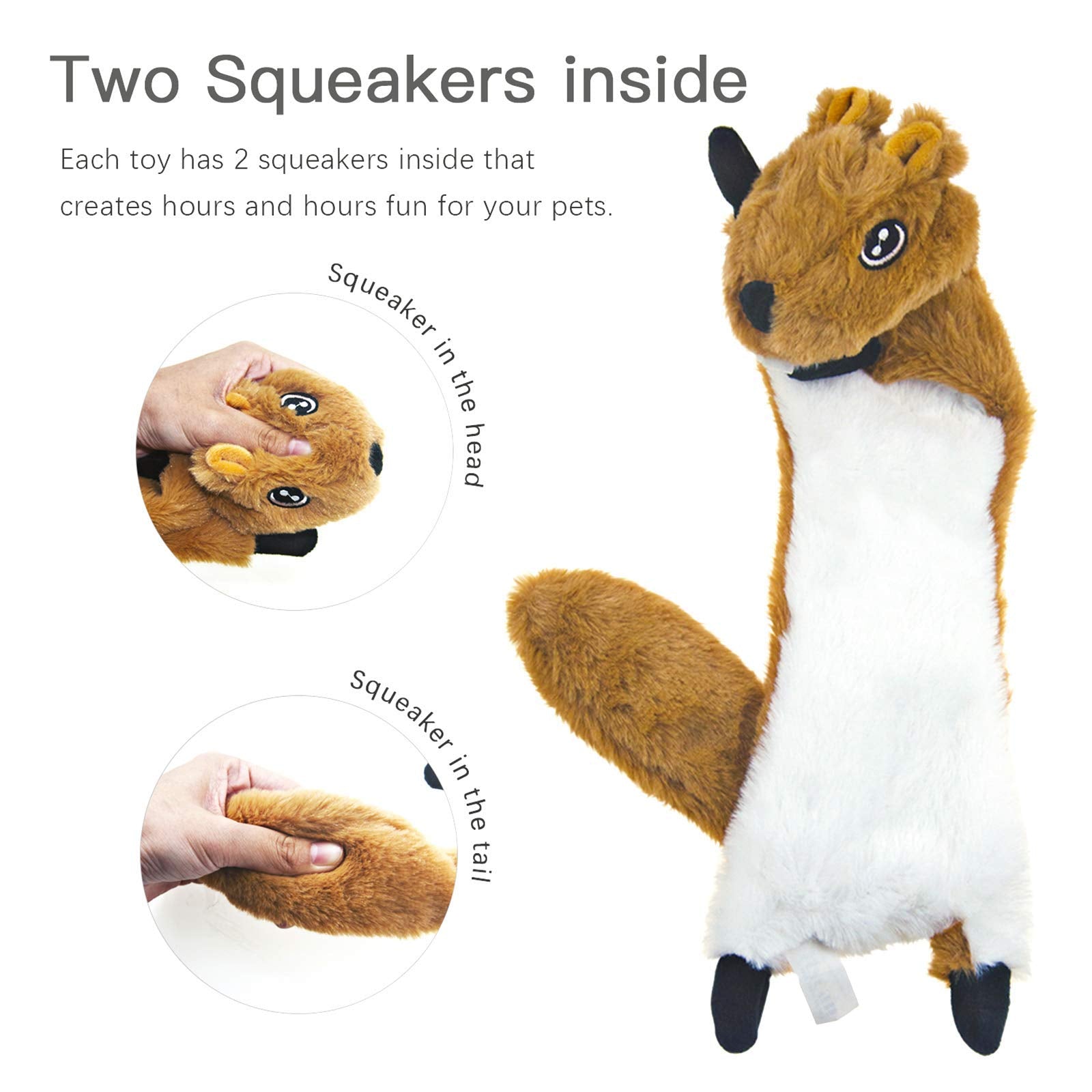 SHARLOVY 5-pack fox dog toy with plush feel and squeaker