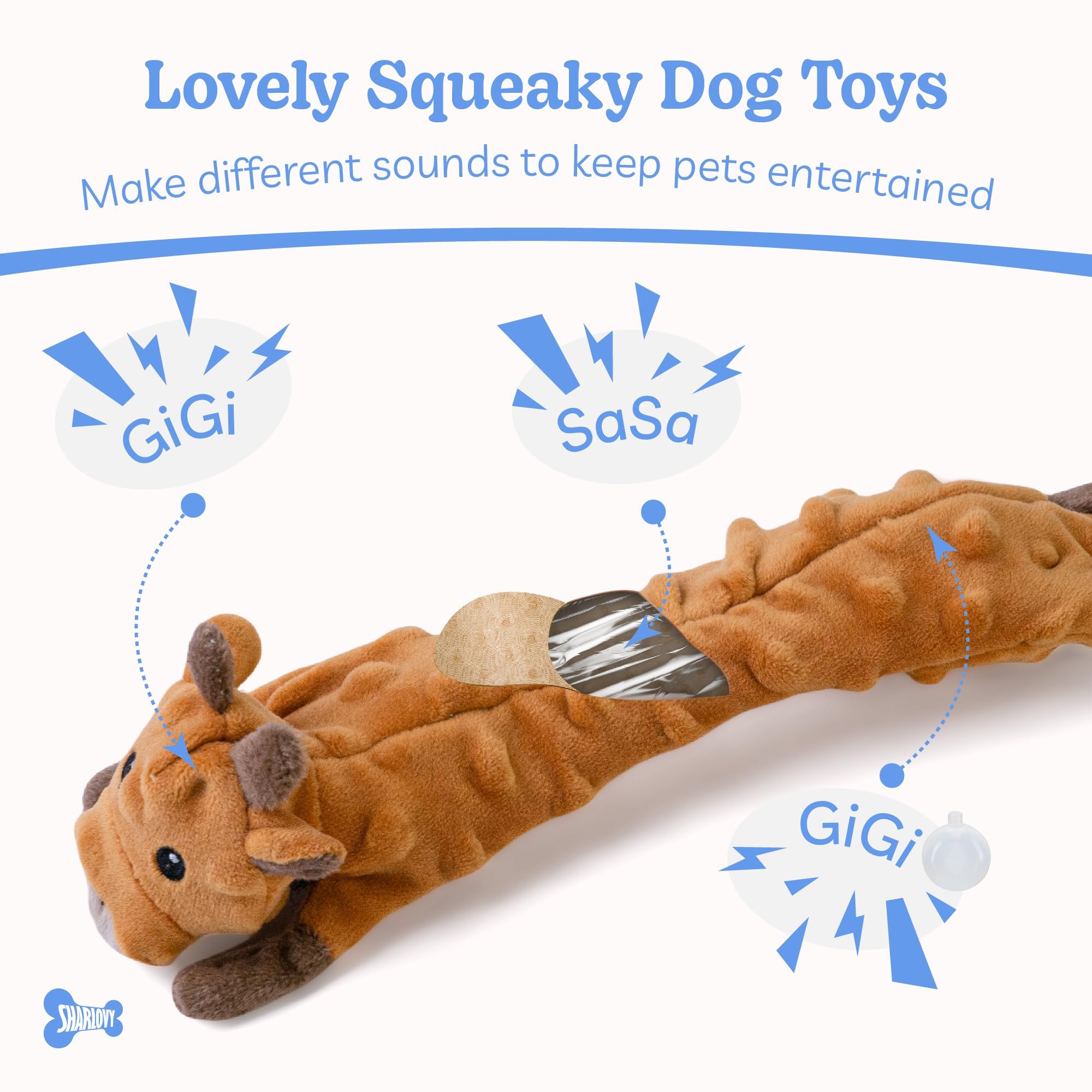 SHARLOVY giraffe squeaky toy sparks curiosity with two sounds