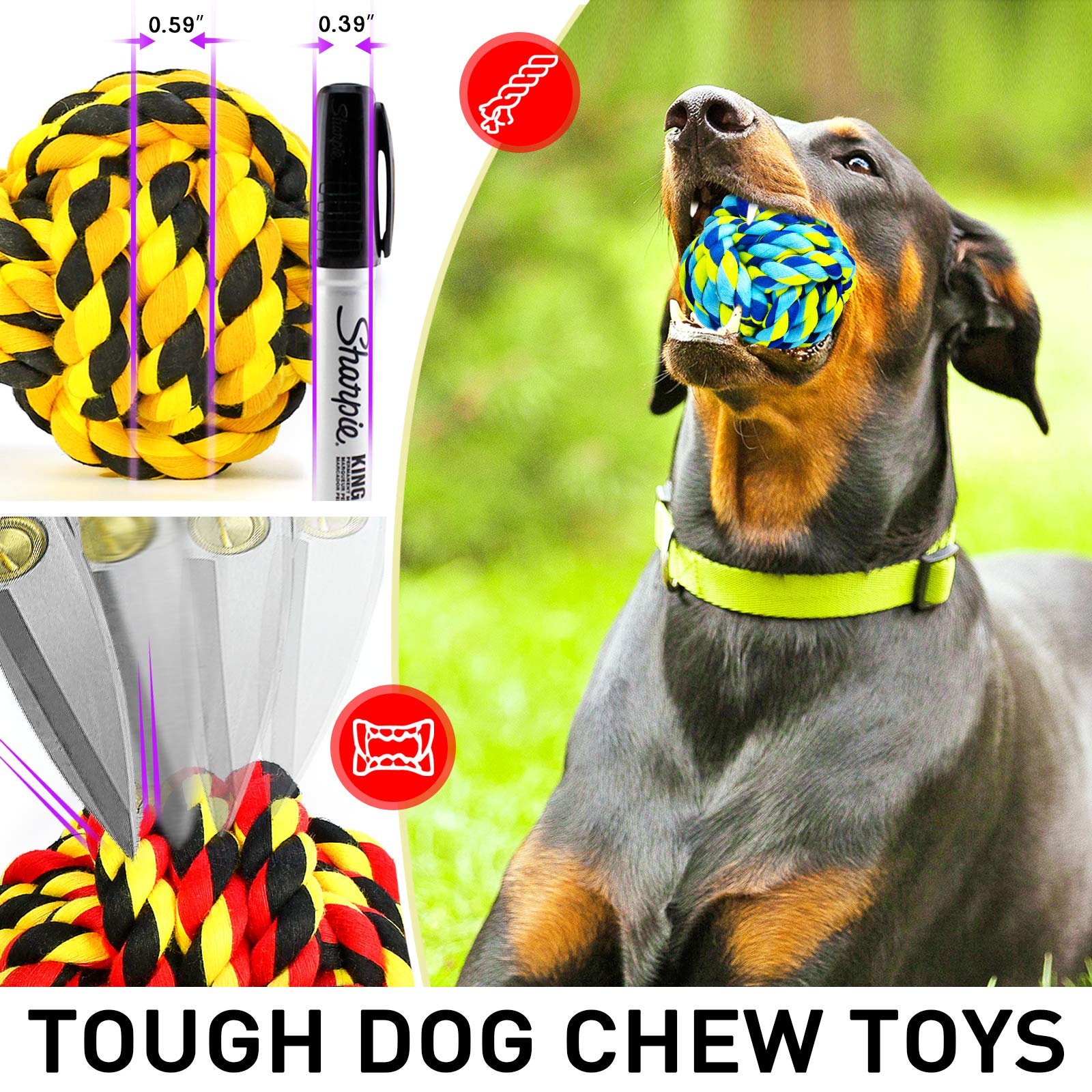 SHARLOVY rope ball designed for large dogs during active play and fetch