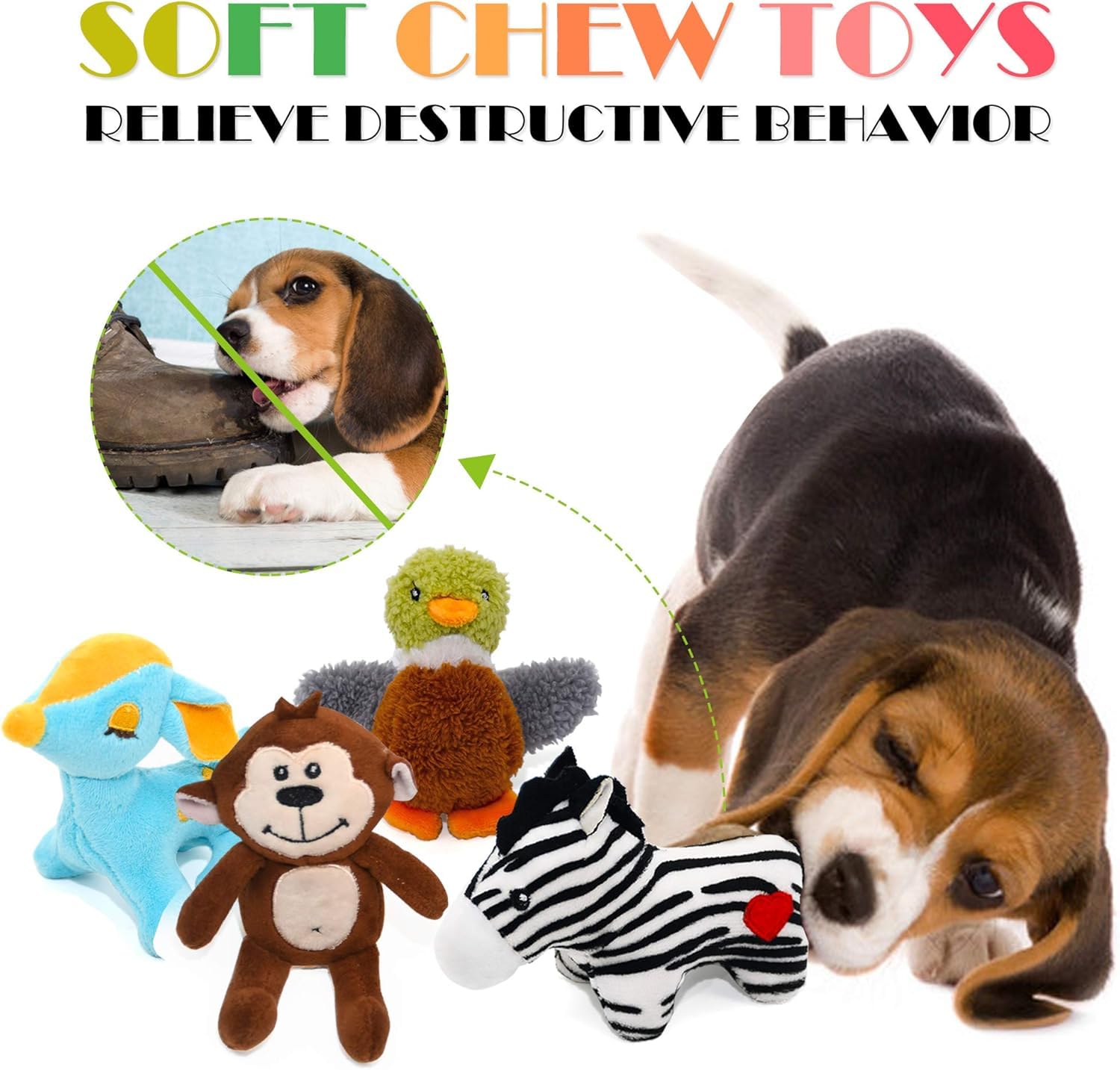 SHARLOVY crocodile plush dog toy squeaker for steady play