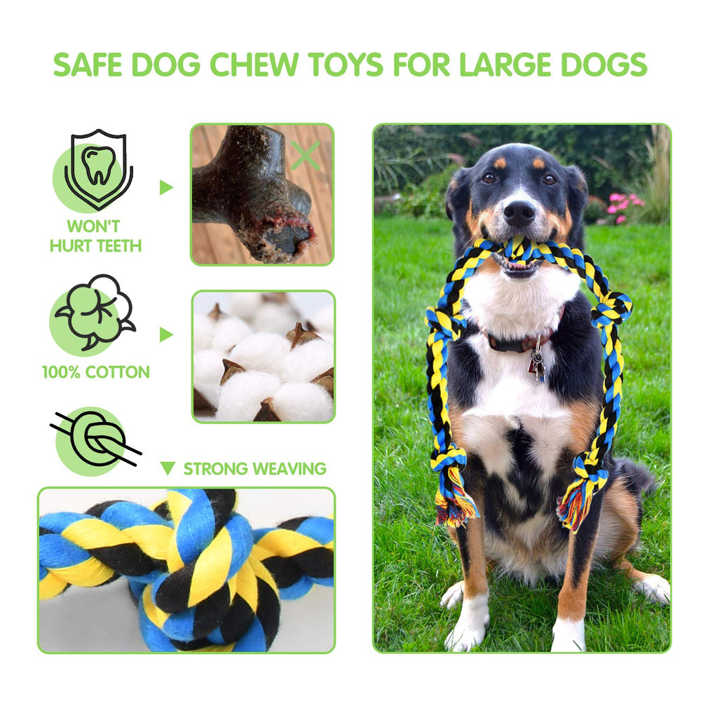 SHARLOVY heavy-duty rope toys with knots designed for interactive chewing and fetch