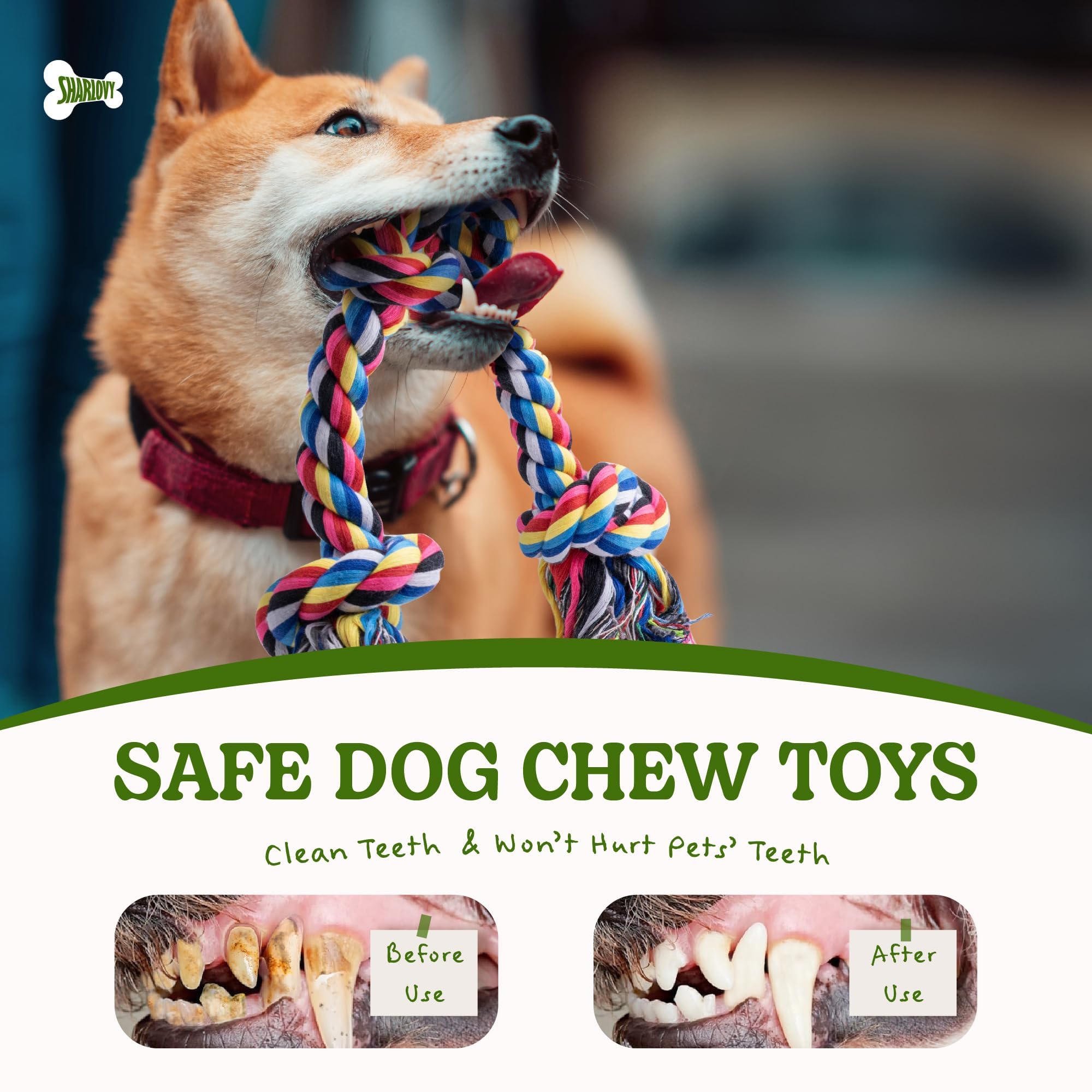 Sharlovy indoor/outdoor dog toy helps protect your home from chewing.