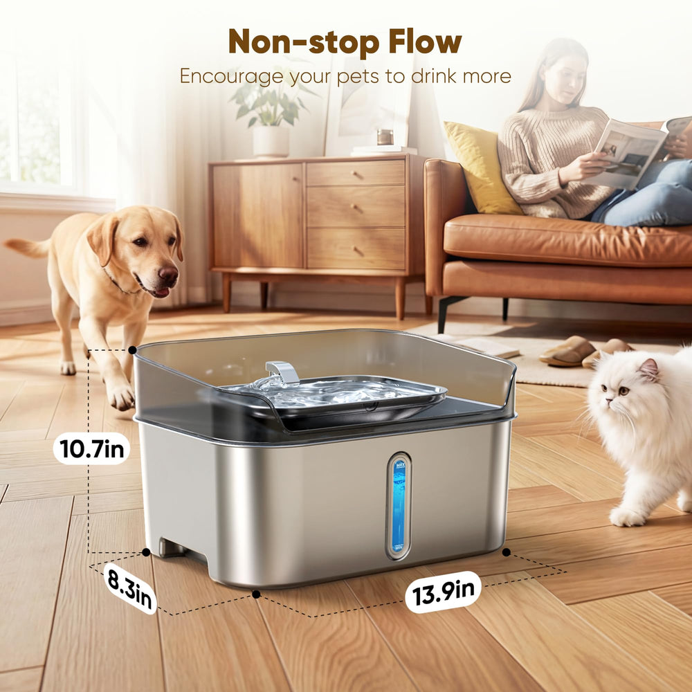 SHARLOVY No Spill 5-stage filtration keeps water fresh for pets.