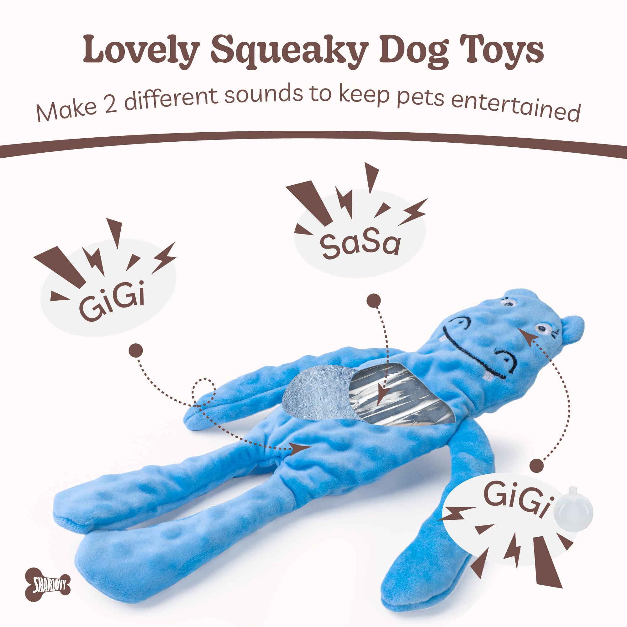 SHARLOVY No Stuffing Dog Toy Raccoon stimulates play with varied sounds