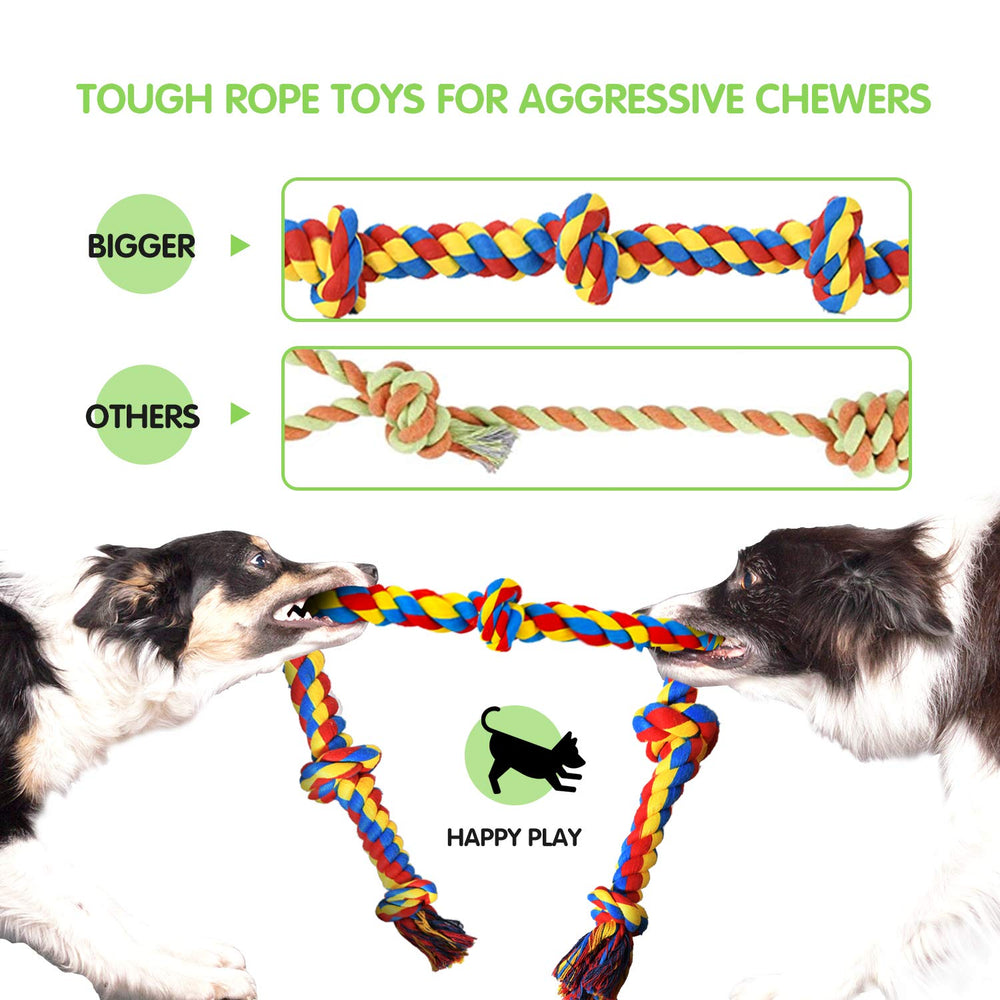 SHARLOVY 27-inch rope toy with five knots for durable gnawing sessions
