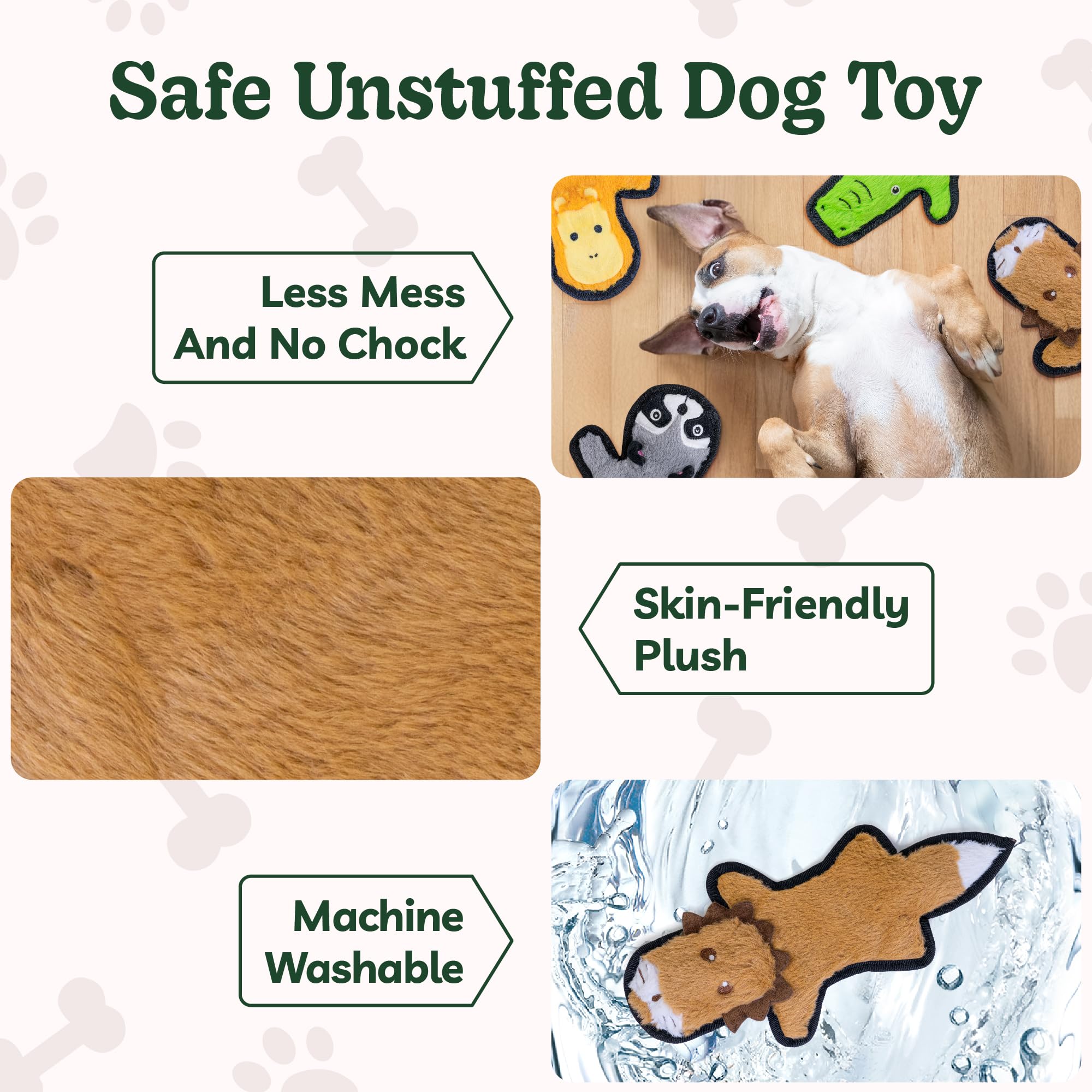 Sharlovy no-stuffing toy available in three sizes for all breeds