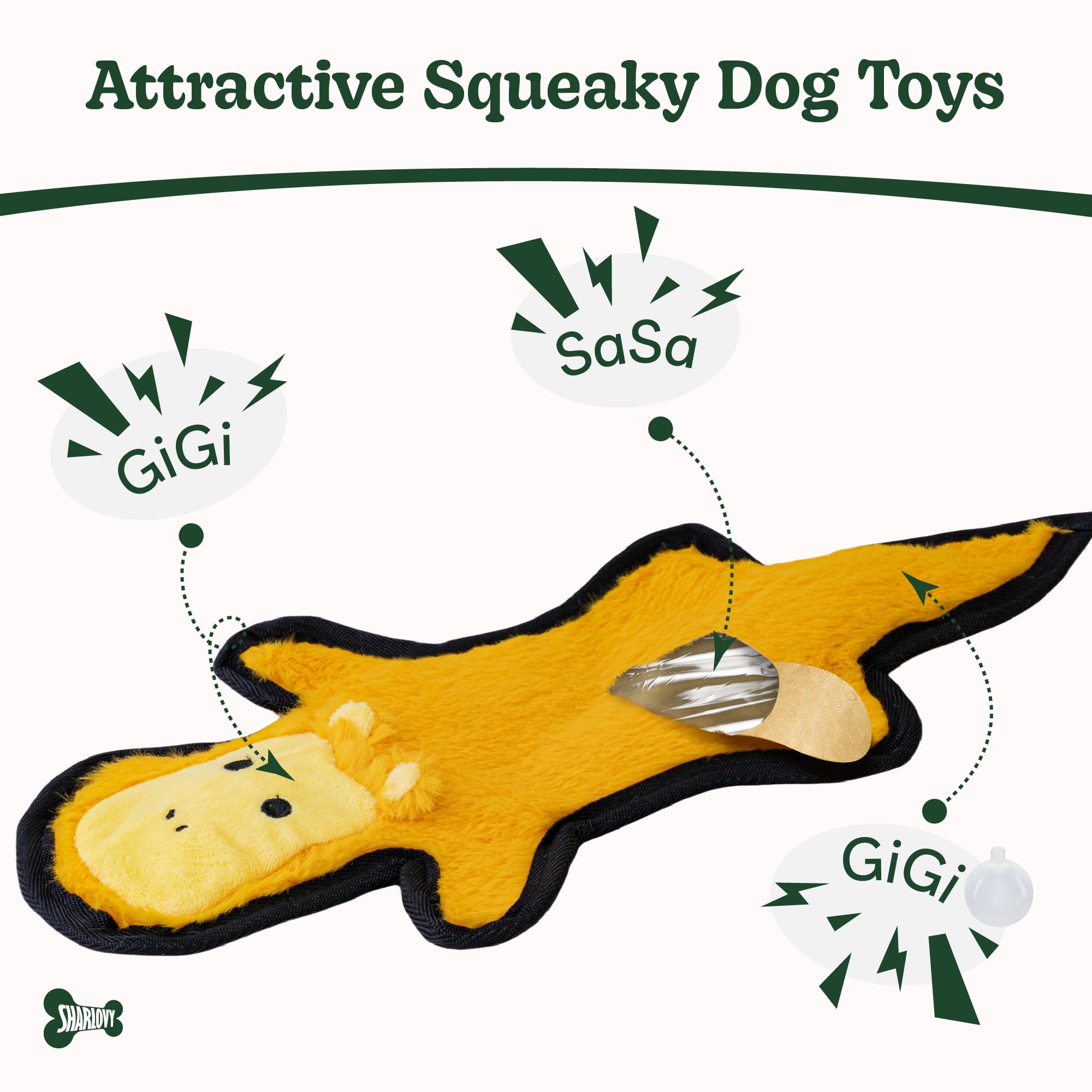 Sharlovy three-size dog toy set fits small, medium, and large breeds.