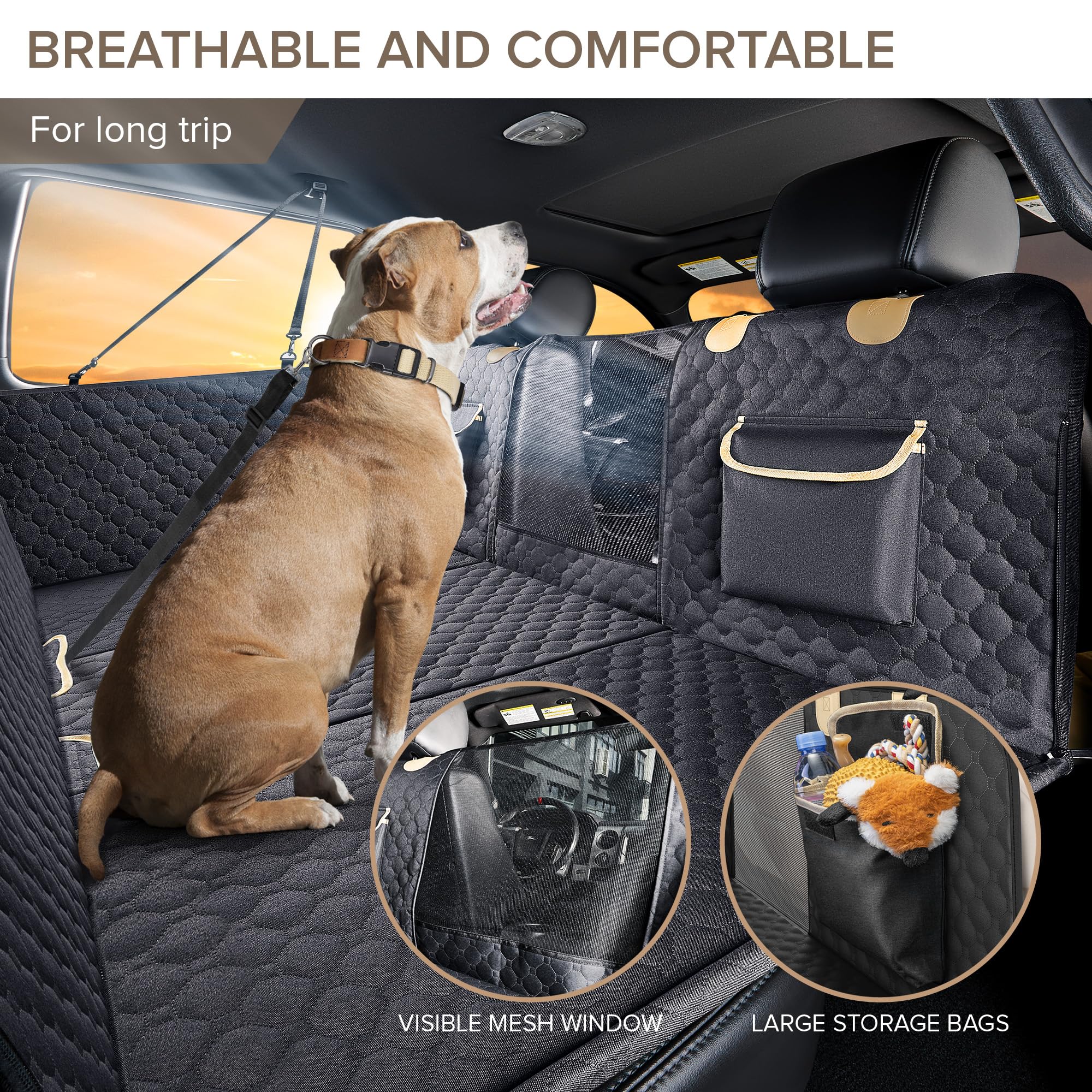 SHARLOVY XL anti-slip fabric prevents dog from sliding during drive.