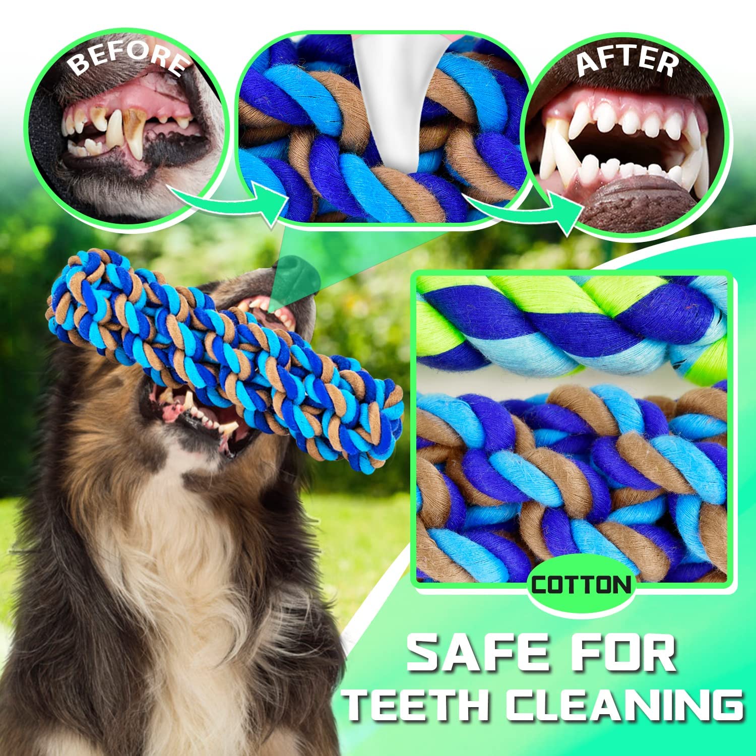 SHARLOVY XL multi-knots rope toy ideal for tug of war and training.