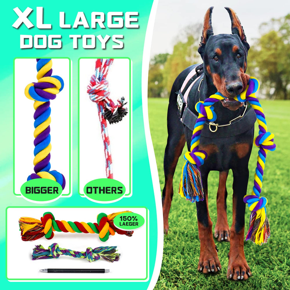 SHARLOVY XL rope ball chew toy designed for fetch and chew sessions.