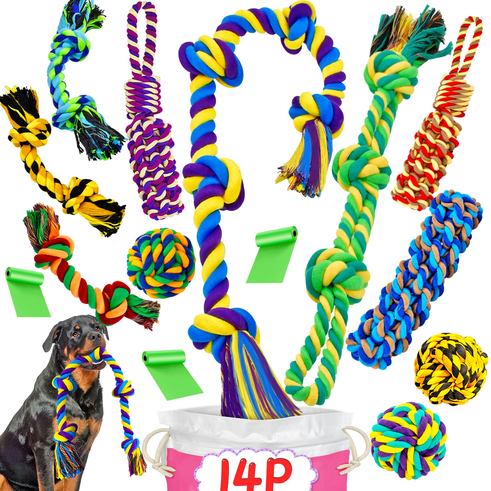 SHARLOVY XL rope tug toy for large dogs—durable and interactive.