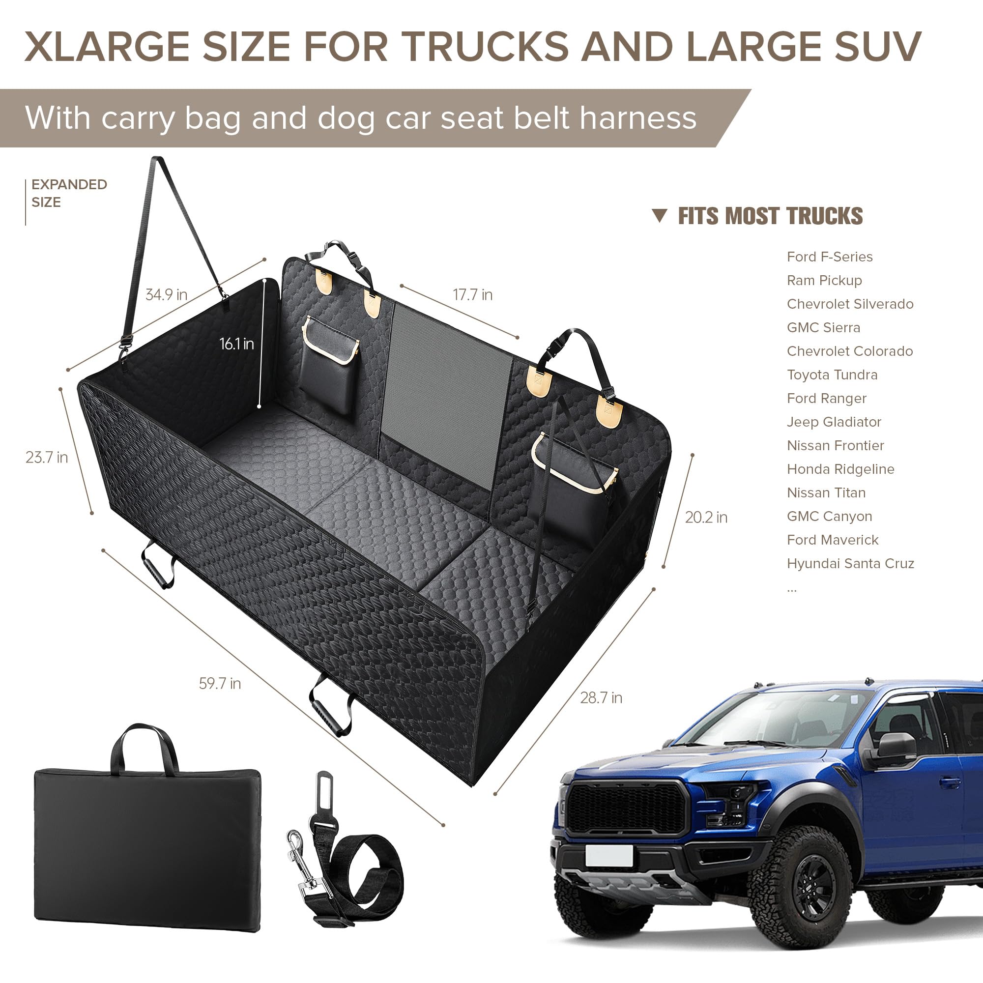 SHARLOVY XL safety straps and anchors stabilize the dog seat cover.