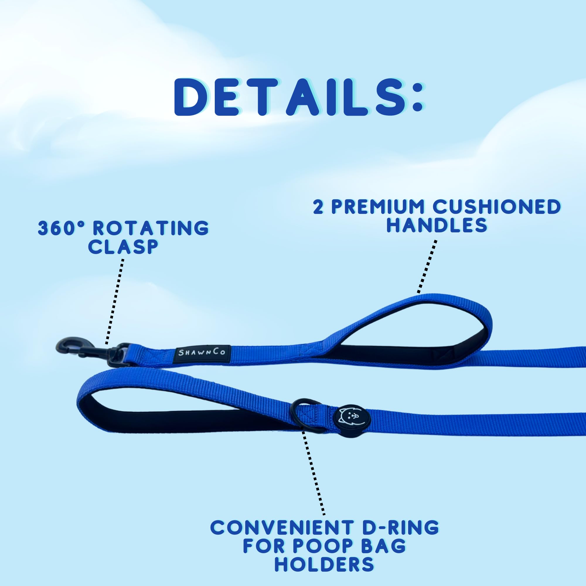 SHAWNCO Dream Walk leash with neoprene handle for comfortable grip