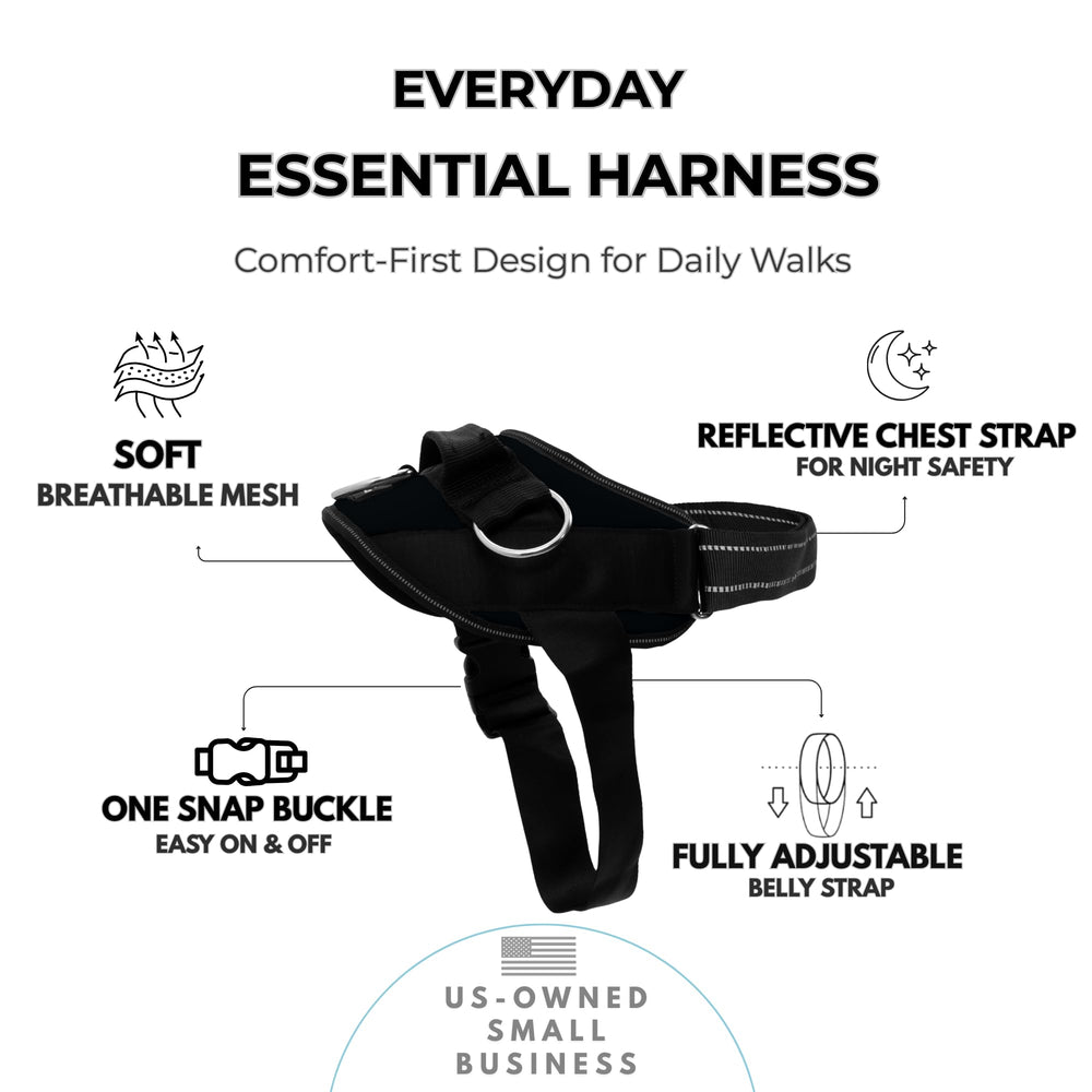 ShawnCo Essential Harness shows reflective chest strap for night safety