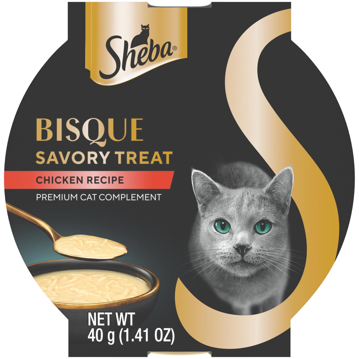Sheba Bisque Lickable chicken in bowl enhances hydration and flavor