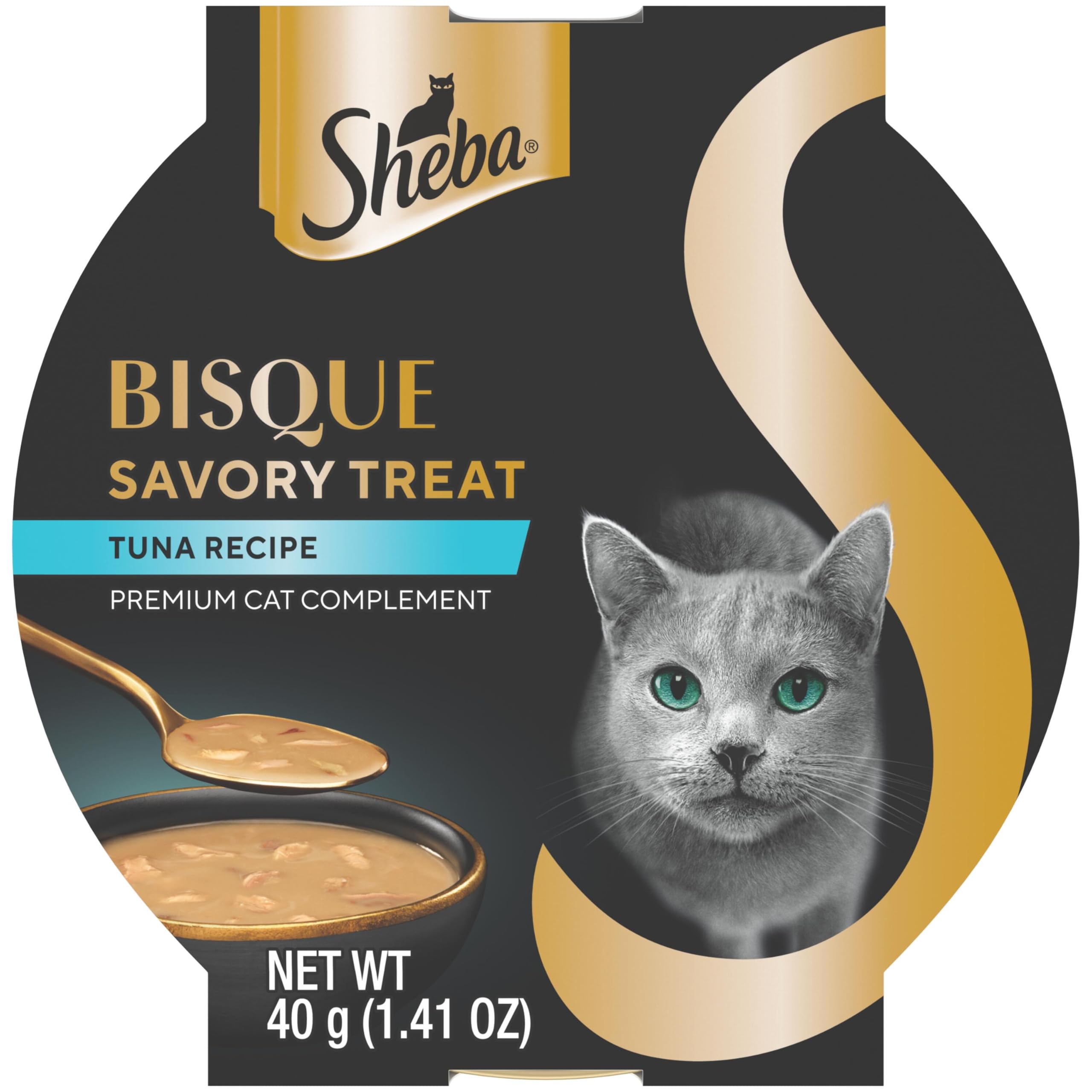 Sheba Bisque Lickable Tuna Treats served in a bowl for easy feeding.