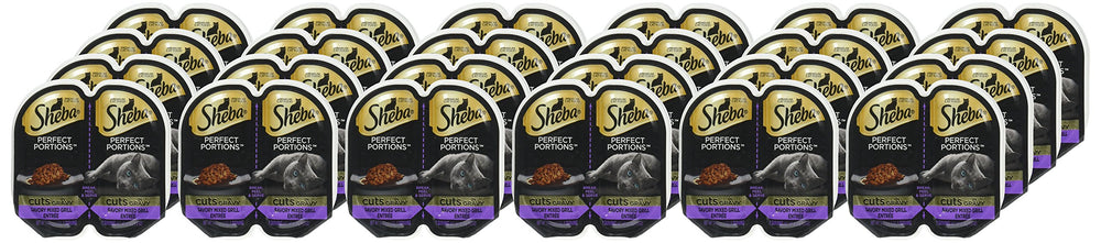 Sheba cat eating gravy-cut chunks for hydration and satisfaction.