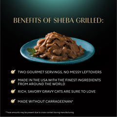Sheba chicken entree in gravy with shredded bites.