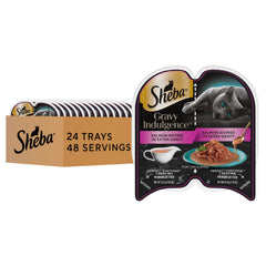 Sheba Gravy Indulgence salmon-entree twin-pack packshot showing extra gravy for hydration