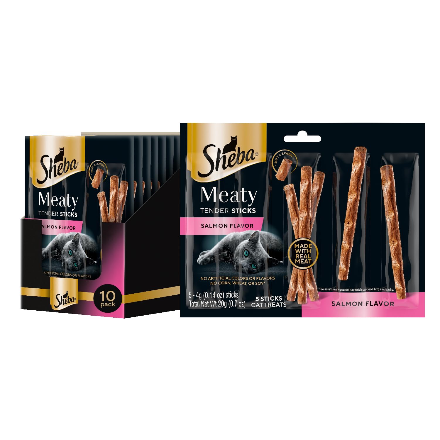 Sheba Meaty Tender Sticks chicken cat treats in soft, savory bites for daily bonding moments.