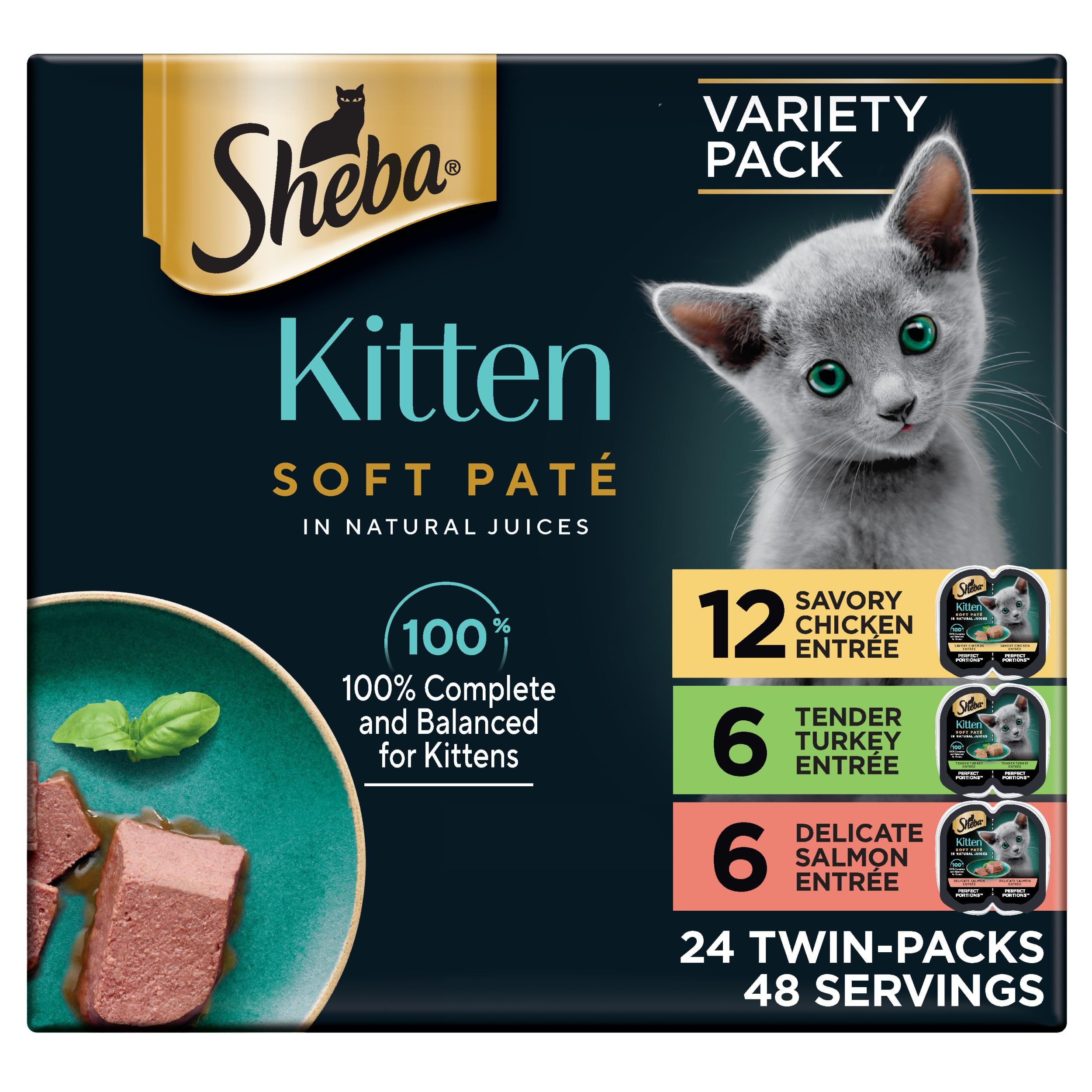 Sheba Perfect Portions kitten pate chicken entree tray with protein-rich meal