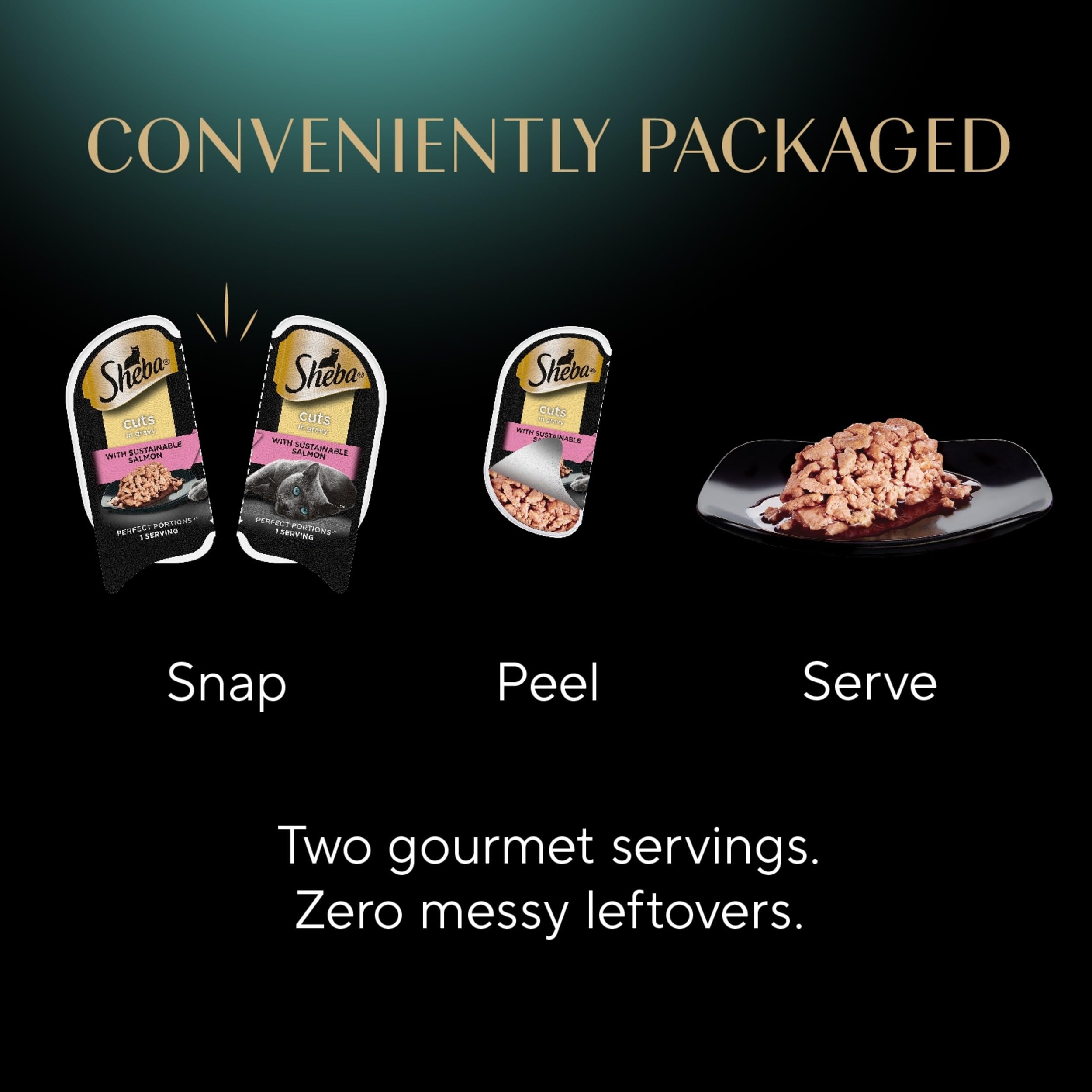 Sheba Perfect Portions packaging foil trays: convenient, no-fuss storage.