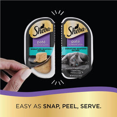 Sheba Perfect Portions Pate close-up texture reveals a smooth, protein-rich surface.