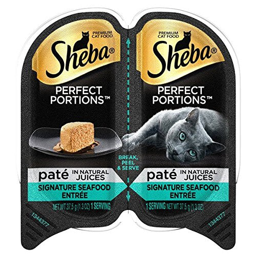 Sheba Perfect Portions tray front view, easy, mess-free feeding.