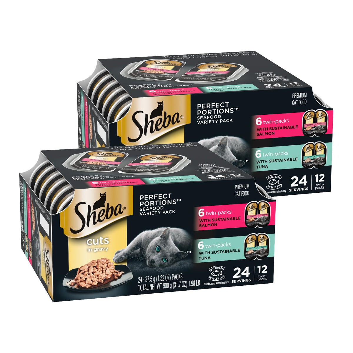 Sheba Perfect Portions salmon-tuna trays front view for adult cats