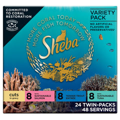 Sheba Perfect Portions salmon in gravy: tender chunks in a hydrating meal.