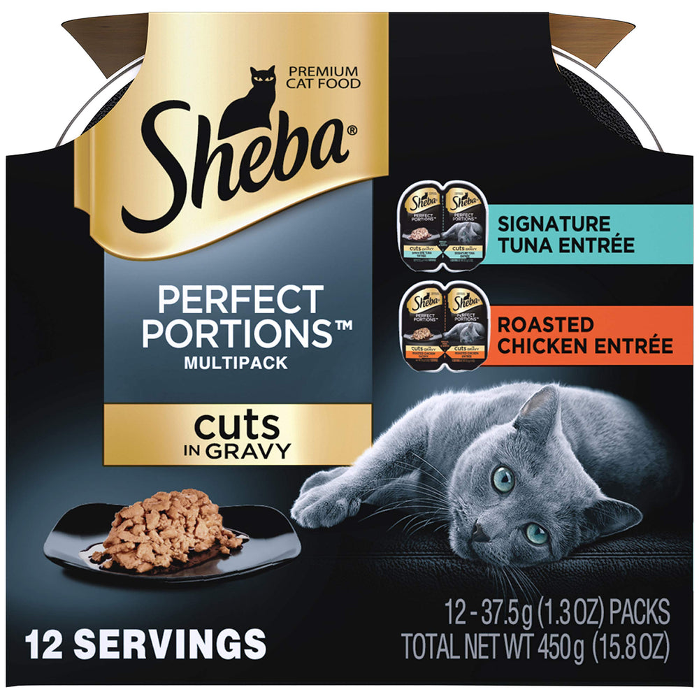 Sheba Perfect Portions tuna entree in gravy pack for easy, portion-controlled meals.