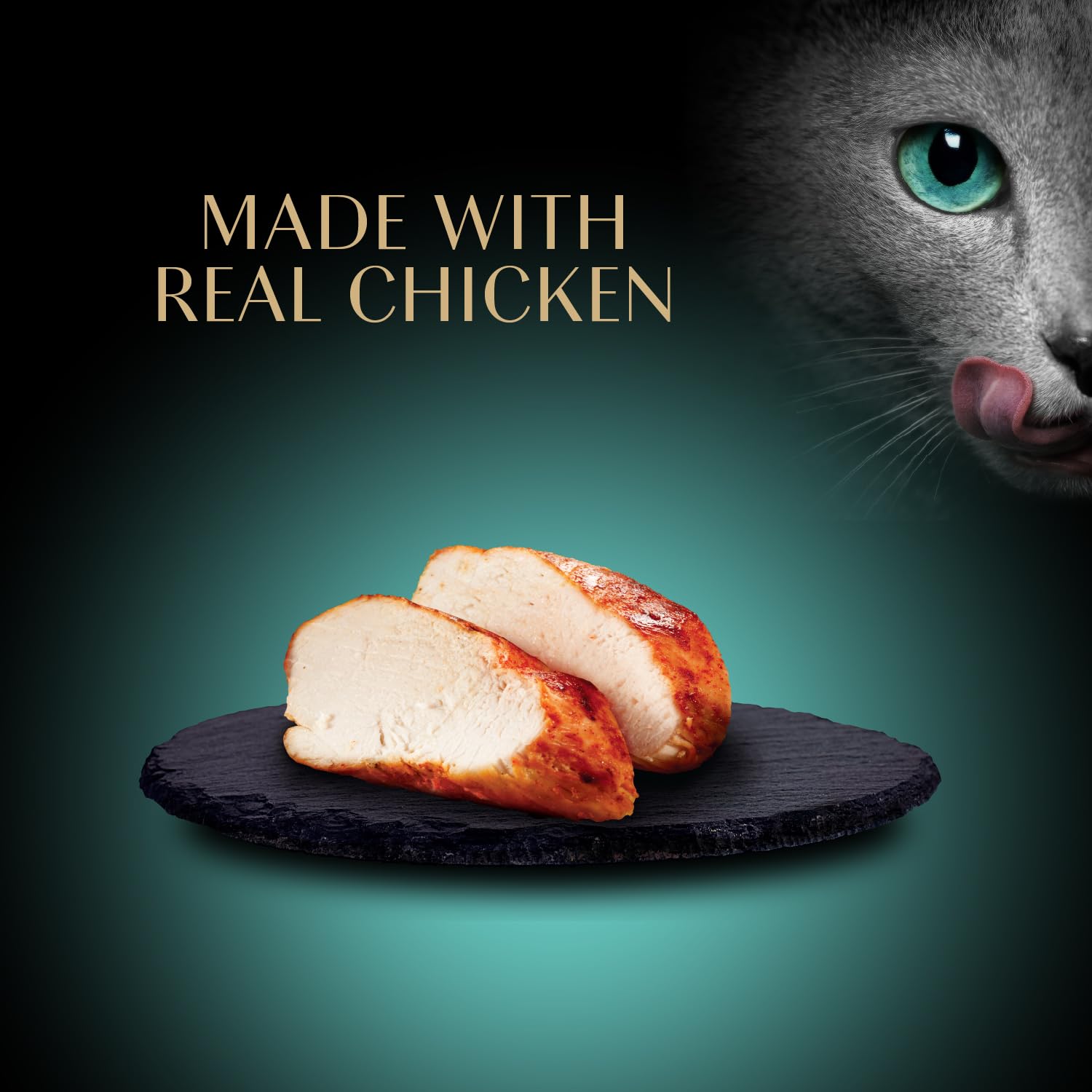 Sheba Premium Puree Roasted Chicken ingredients label highlights real chicken and bone broth