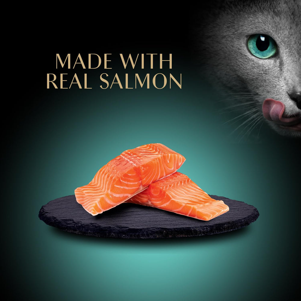 Sheba Premium Puree Salmon ingredients label showing grain-free recipe.